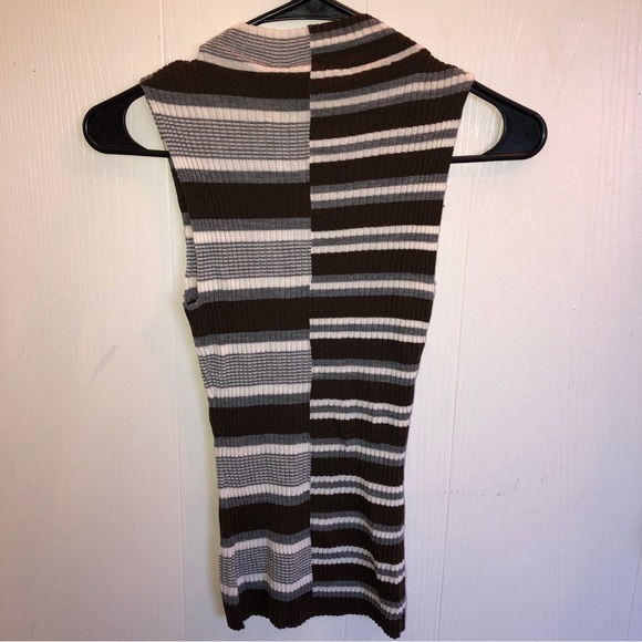 Theory Mix Stripe Mock Neck Wool Tank - Picture 4 of 11